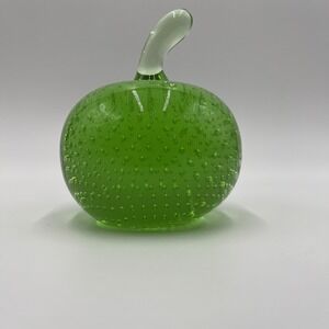 Vintage Murano Style Green Apple‎ Art Glass Paperweight